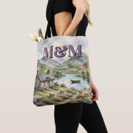 Bolsa Tote Estética das Terras Altas da Escócia, Monograma Mo