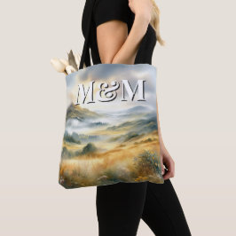 Bolsa Tote Estética das Terras Altas da Escócia, Monograma Mo