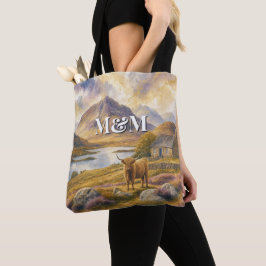 Bolsa Tote Estética das Terras Altas da Escócia, Monograma Mo