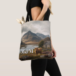 Bolsa Tote Estética das Terras Altas da Escócia, Monograma Mo