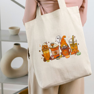 Bolsa Tote Estética de Café de Tempero de Abóbora de Gnome de