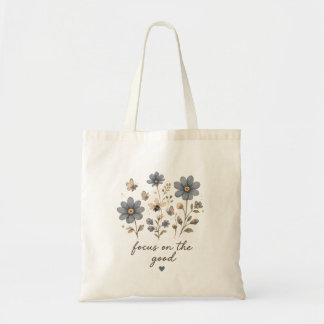 Bolsa Tote Estética Floral Azul Boa