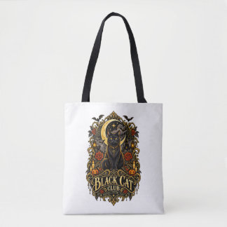 Bolsa Tote Estética Gótica de Gato Preto Vintage Clube de Bru