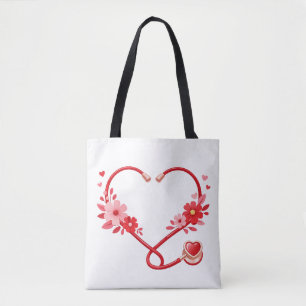Bolsa Tote Estetoscópio de Enfermeira Floral