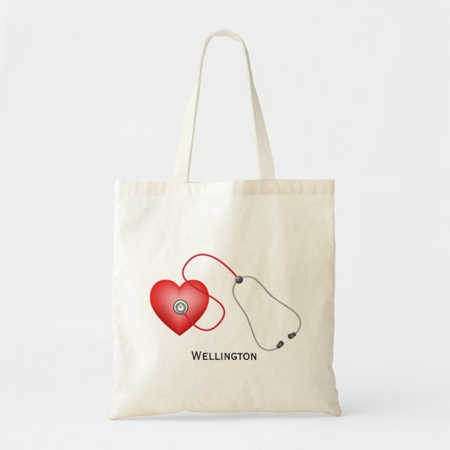 Bolsa Tote Estetoscópio E Cardíaco Personalizado (Frente)