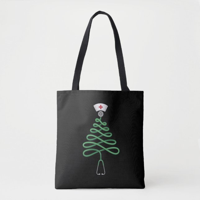 Bolsa Tote Estetoscópio Enfermeira de Natal Scrub Xmas (Frente)
