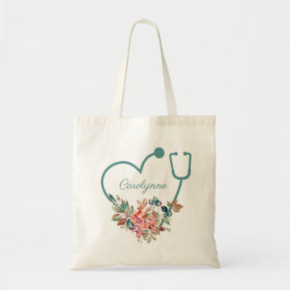 Bolsa Tote Estetoscópio Floral Enfermeiro Cardíaco Médico Méd
