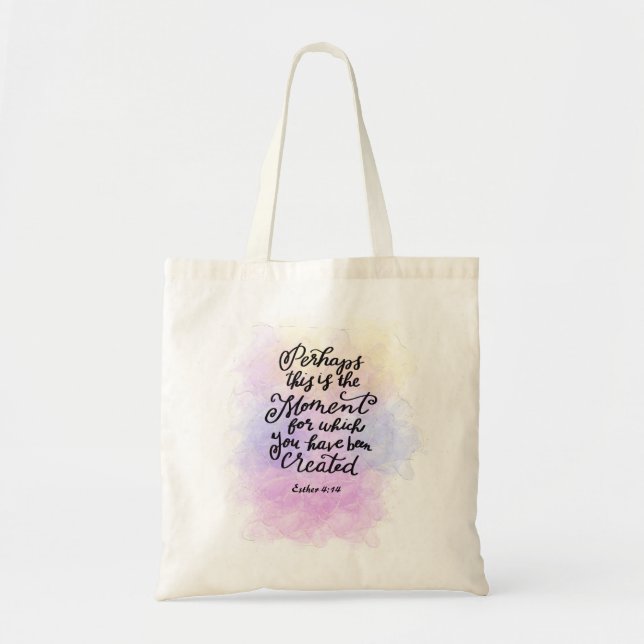 Bolsa Tote Esther 4:14 Momento pelo qual você foi criado (Frente)