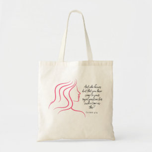 Bolsa Tote Esther 4:14 Versículo da Escritura Silhueta Rosa