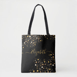 Bolsa Tote Estilhador Dourado Elegante Moderno com Nome Pesso