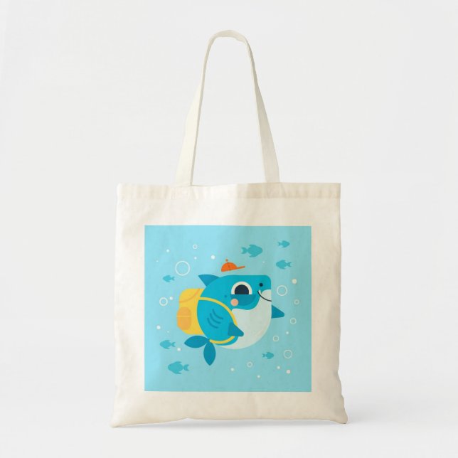 Bolsa Tote estilo "baby-shark-Cartoon" (Frente)