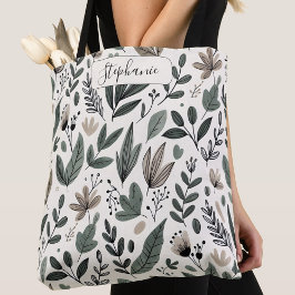 Bolsa Tote Estilo Botânico Moderno Personalizado Diário