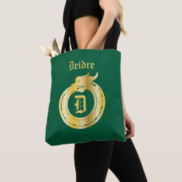Bolsa Tote Estilo Celta Monograma Personalizado Dourado Tonel