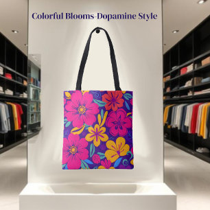 Bolsa Tote Estilo Colorido Blooms-Dopamina - Flores Retro