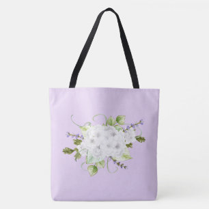 Bolsa Tote Estilo de Aquarela Hídrangeas e Lilases