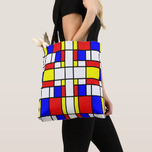 Bolsa Tote Estilo de Arte Piet Mondrian Colorido Moderno