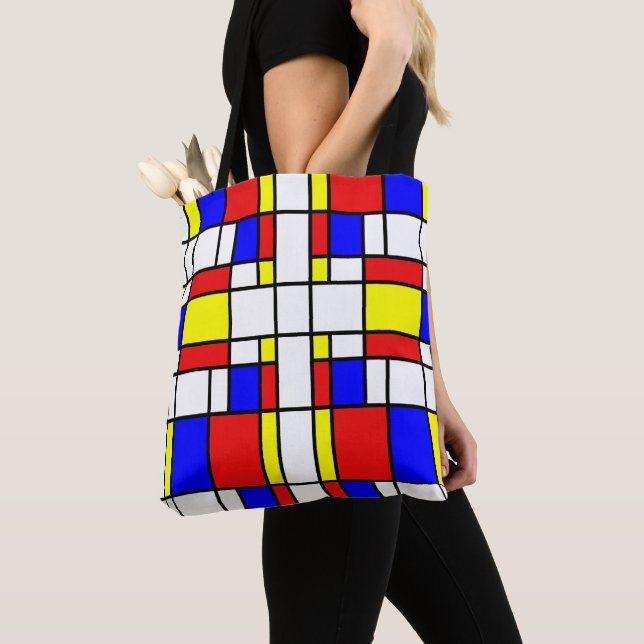 Bolsa Tote Estilo de Arte Piet Mondrian Colorido Moderno (Close Up)
