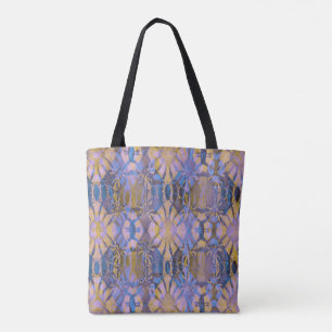 Bolsa Tote Estilo de Batik Azul, Amarelo e Roxo