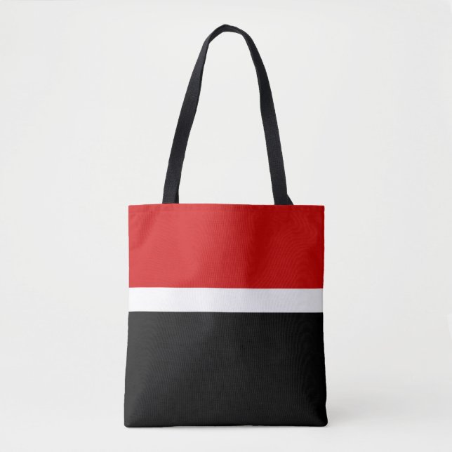 Bolsa Tote Estilo de Bloco de Cor Preto Branco Vermelho Desig (Frente)