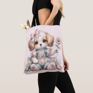 Bolsa Tote Estilo de Cachorro Cottagecore Farmcore Kawaii Aco