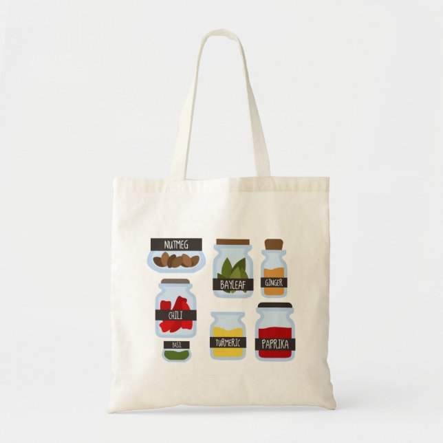 Bolsa Tote Estilo de cozinhar de jarros de especiarias colori (Frente)