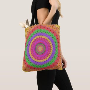 Bolsa Tote Estilo de Crochet Amarelo de Mandala -