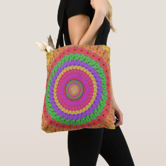 Bolsa Tote Estilo de Crochet Amarelo de Mandala -