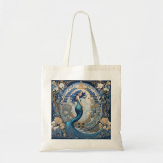 Bolsa Tote Estilo de Deco de Arte Nouveau da Sereia Azul