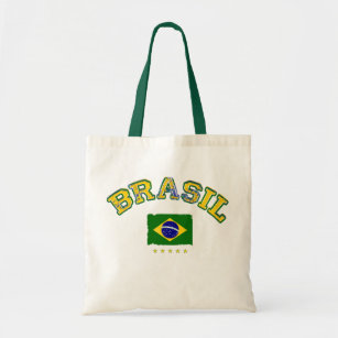 Bolsa Tote Estilo de futebol com bandeira do Brasil