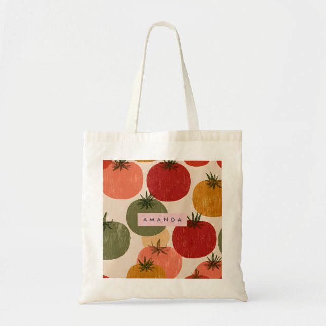 Bolsa Tote Estilo de Jardim de Tomate Retro Personalizado (Frente)