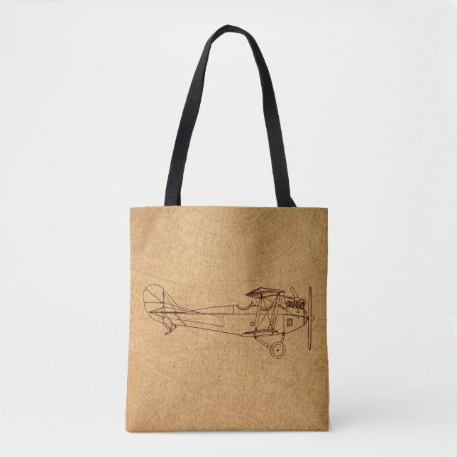 Bolsa Tote Estilo de Mapa da Aviação Clássica Retroativa de A (Frente)