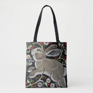 Bolsa Tote Estilo de Tapeçaria Cinza Coelho Bolo Saco Festa