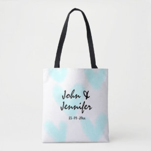 Bolsa Tote estilo de texto minimalista simples branco casamen