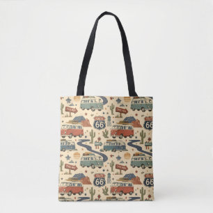 Bolsa Tote Estilo de viagem do Mercado Retro da Rota 66