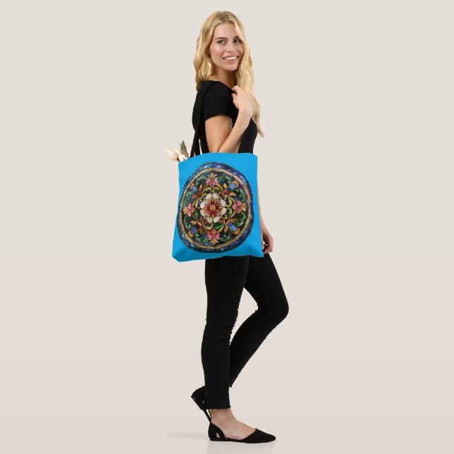 Bolsa Tote Estilo de Vidro Manchado Floral (No(a) Modelo)