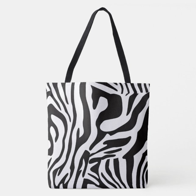 Bolsa Tote Estilo de zebra preto e branco animador (Frente)