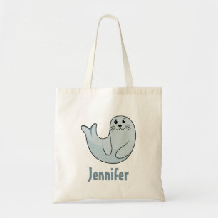 Bolsa Tote Estilo emoji de selo branco do kawaii