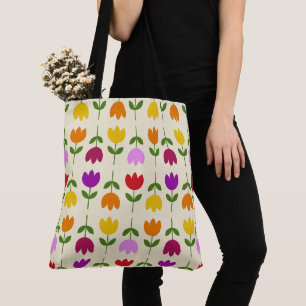 Bolsa Tote Estilo escandinavo Colorido no Padrão de Flor Crm