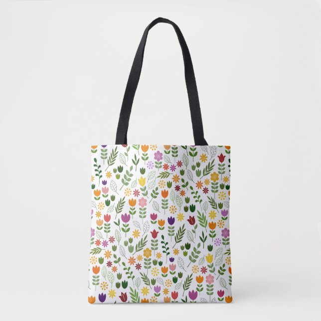 Bolsa Tote Estilo escandinavo Flora & Fauna Padrão (Frente)