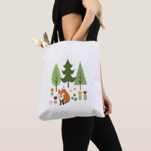 Bolsa Tote Estilo escandinavo Flores de Raposa Ilustração