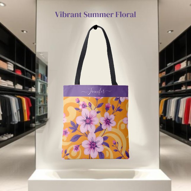 Bolsa Tote Estilo Floral-Dopamina Vibrante de Verão- (Vibrant Summer Floral-Dopamine Style- Tote Bag personalized)