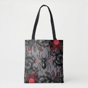 Bolsa Tote Estilo gótico de design de Aranha Floral