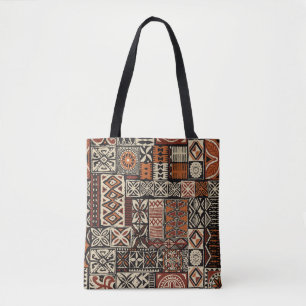 Bolsa Tote estilo havaiano tapa tecido abstrato patchwo triba