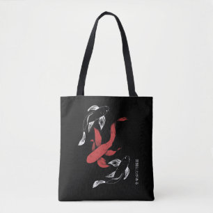 Bolsa Tote Estilo minimalista japonês de peixe Koi desenhado 