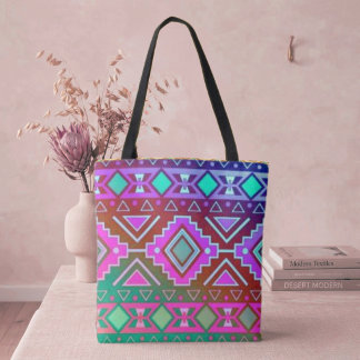 Bolsa Tote Estilo Moderno do Sudoeste com Diamantes