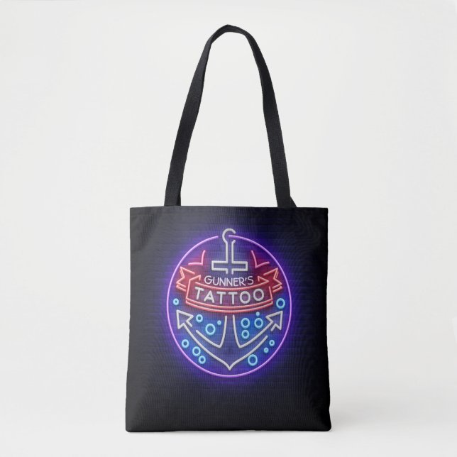 Bolsa Tote Estilo Náutico Neon Compre de Tatuagem Personaliza (Frente)