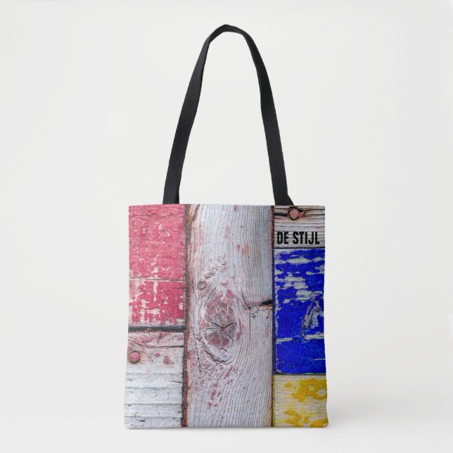 Bolsa Tote Estilo neoplasticismo arte em madeira divertida (Frente)
