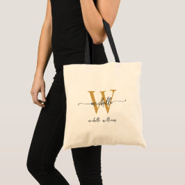Bolsa Tote Estilo Nome em Grafia Feminina Monograma Preto Dou