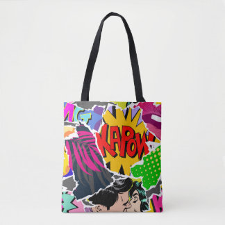 Bolsa Tote Estilo perfeito de pop de arte de história em quad