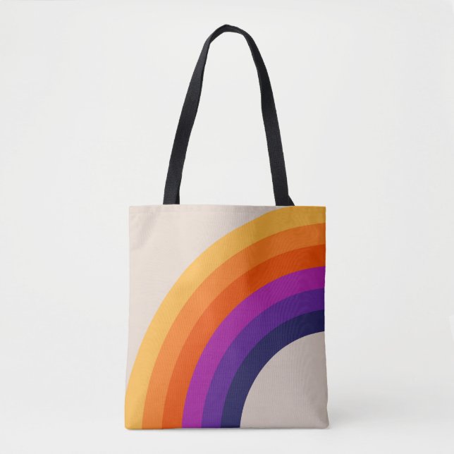 Bolsa Tote Estilo retrô colorido arte arco-íris (Frente)